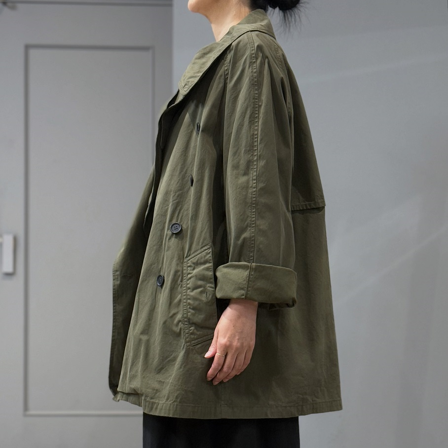HTS LIGHT WEIGHT COTTON OVERDYED DOUBLE OVER COAT | PLEASE