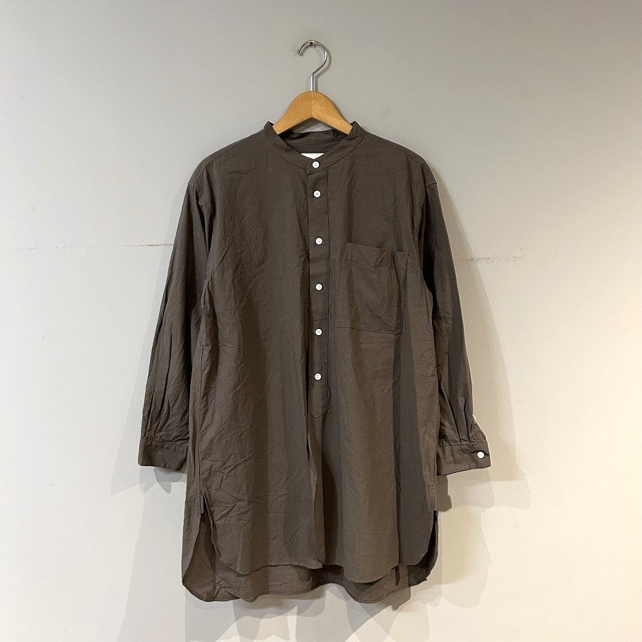 【新品未使用】TOUJOURS Band CollarShirt 24aw Toujours - Baggy Band Collar Shirt Smoke Saxe Blue - Rendez