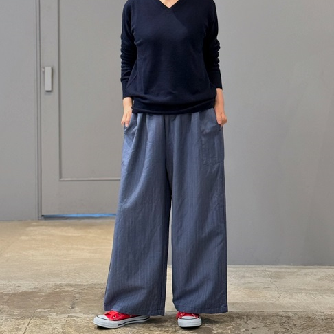 homspun サマーウール ワイドギャザーPT ホームスパン apuntob Easy Trousers crinkle popeline | PLEASE