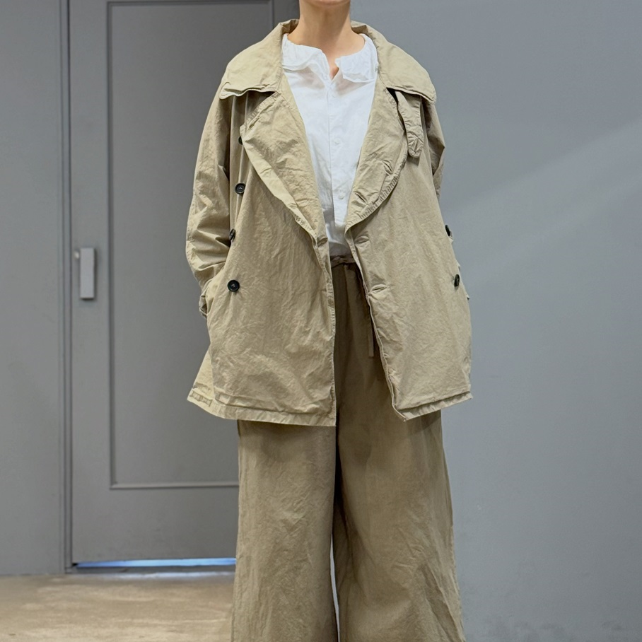 HTS LIGHT WEIGHT COTTON OVERDYED DOUBLE OVER COAT | PLEASE
