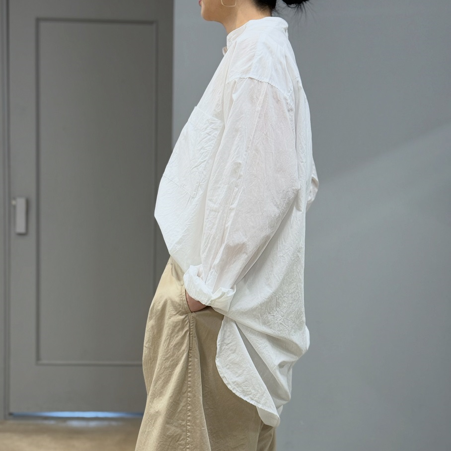 TOUJOURS Classic Band Collar Shirt | PLEASE