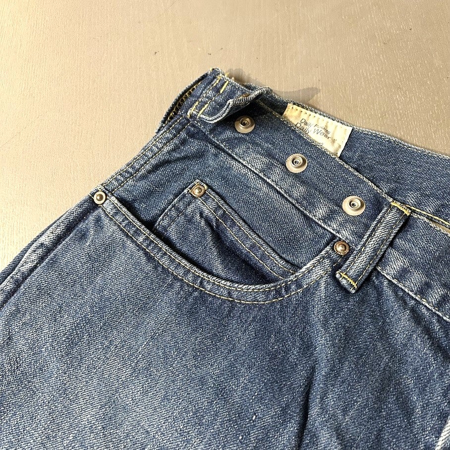 chimala-チマラ　WAIST ADJUSTABLE TROUSER Adjustable Waist Denim Pants in Medium Wash | Chimala