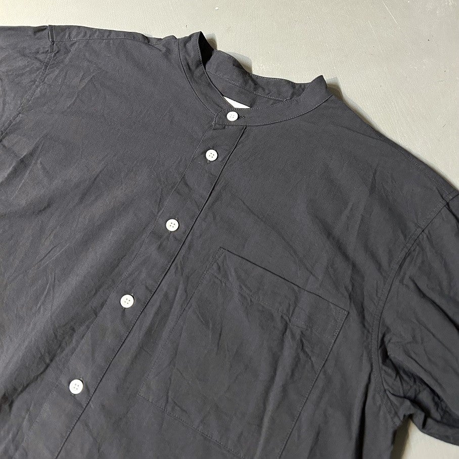 【新品未使用】TOUJOURS Band CollarShirt 24aw Toujours - Baggy Band Collar Shirt Smoke Saxe Blue - Rendez