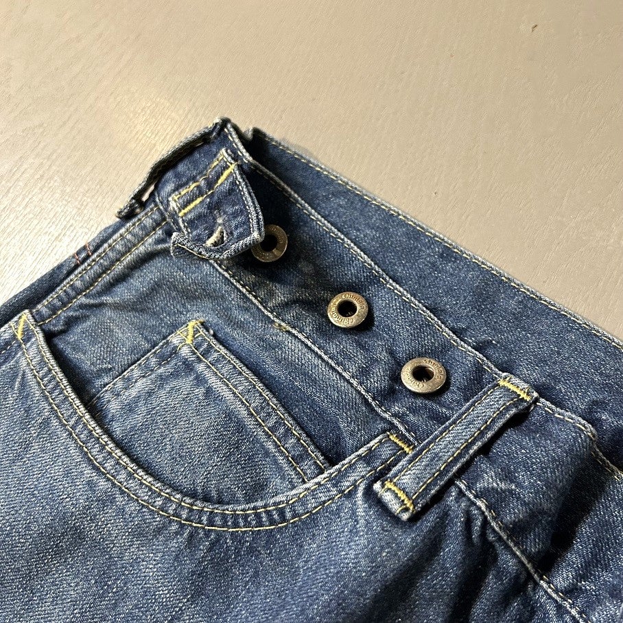 chimala-チマラ　WAIST ADJUSTABLE TROUSER Adjustable Waist Denim Pants in Medium Wash | Chimala
