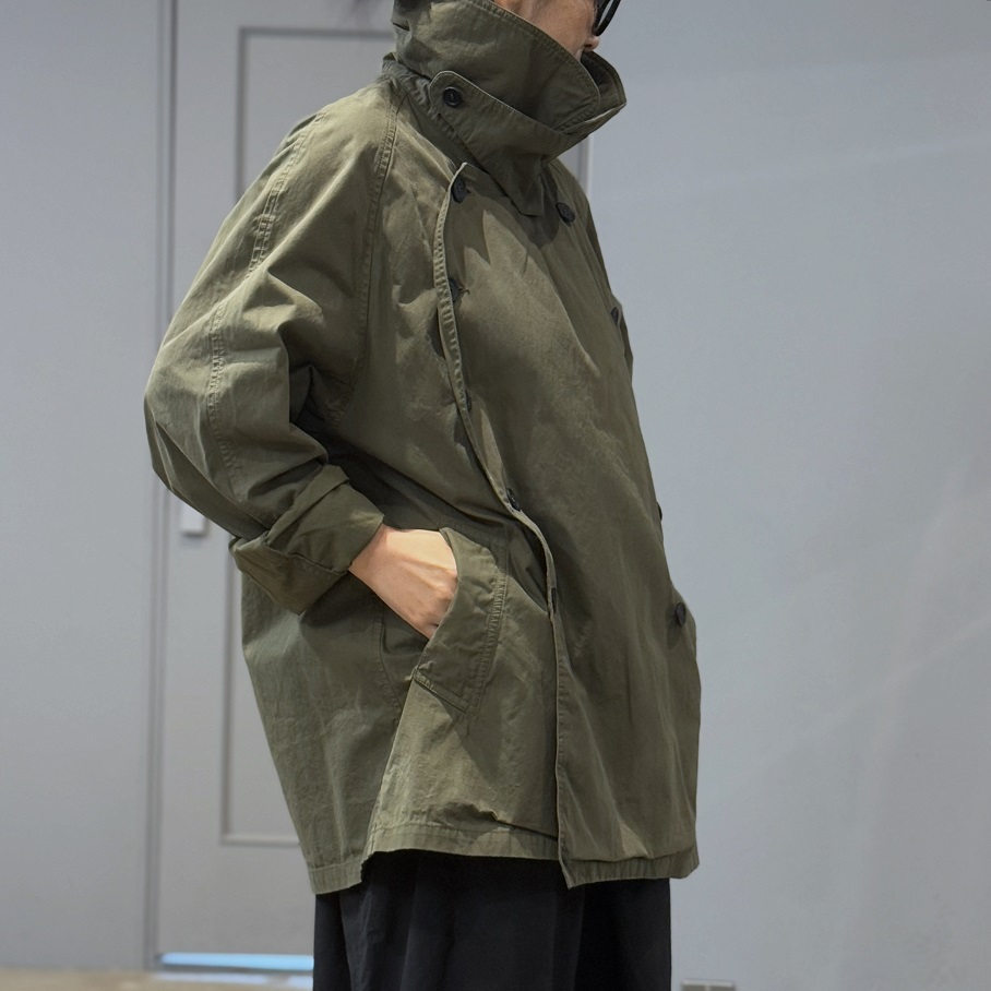 HTS LIGHT WEIGHT COTTON OVERDYED DOUBLE OVER COAT | PLEASE
