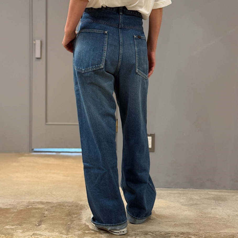 chimala-チマラ　WAIST ADJUSTABLE TROUSER Adjustable Waist Denim Pants in Medium Wash | Chimala