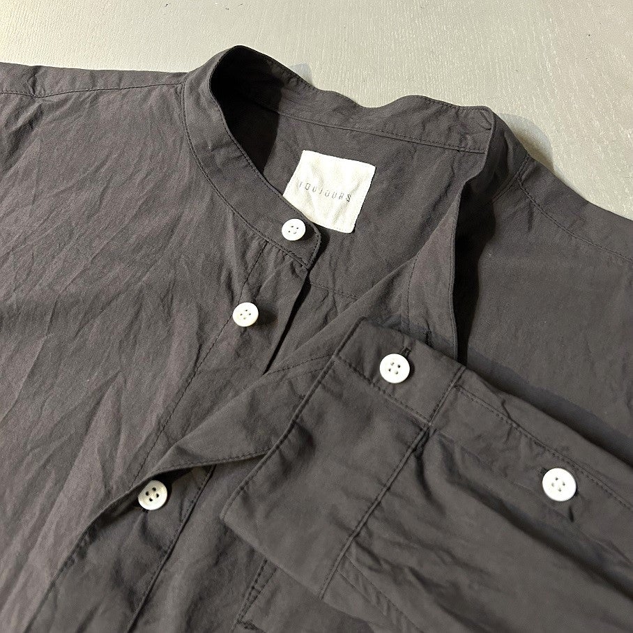 TOUJOURS Classic Band Collar Shirt | PLEASE