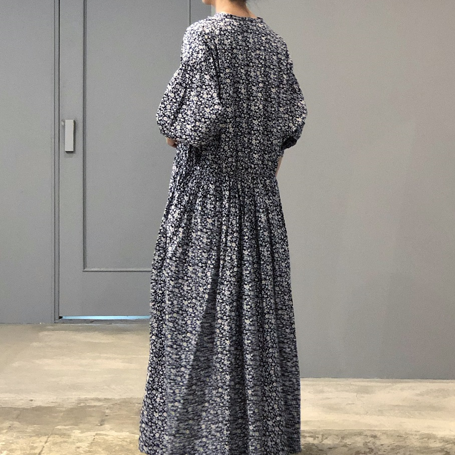 ワンピース toujours classic gathered dress grey TOUJOURS Classic Gathered Dress | PLEASE