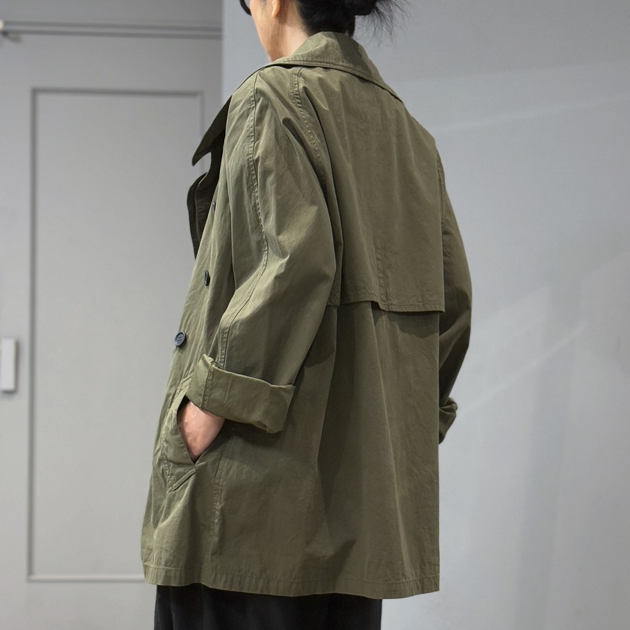 HTS LIGHT WEIGHT COTTON OVERDYED DOUBLE OVER COAT | PLEASE