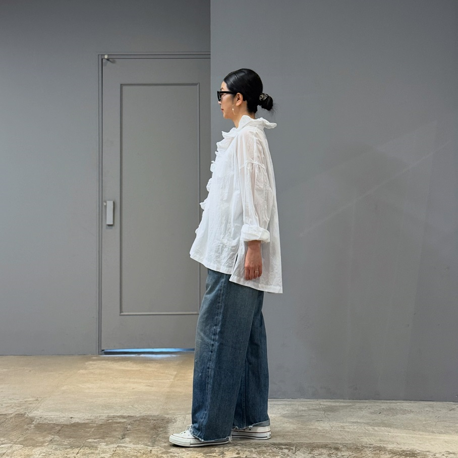 TOUJOURS / トゥジュー | 2025SS | Ruffle Shirt コットン ラッフル フリル シャツ | 1 | ホワイト | レディース TOUJOURS Ruffle Shirt | PLEASE
