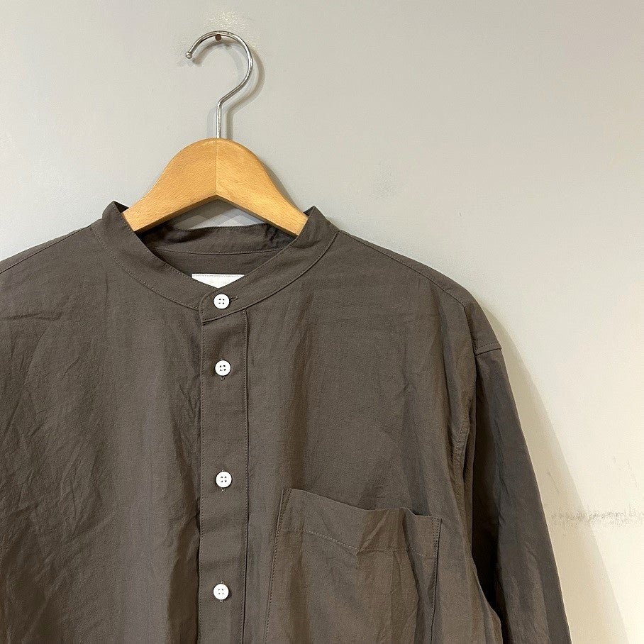 【新品未使用】TOUJOURS Band CollarShirt 24aw Toujours - Baggy Band Collar Shirt Smoke Saxe Blue - Rendez